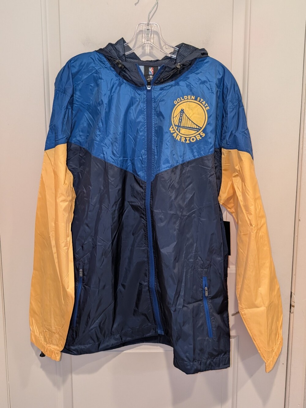 NBA Golden State Warriors Blue Navy & Yellow Windbreaker Jacket